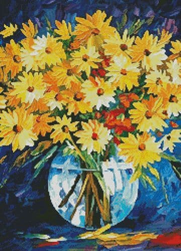 Yellow on Blue (Crop) by Artecy printed cross stitch chart